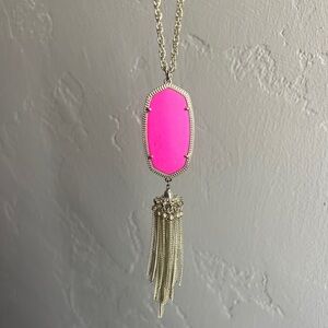 Kendra Scott Magenta and Gold Rayne Necklace. 30 inch chain.